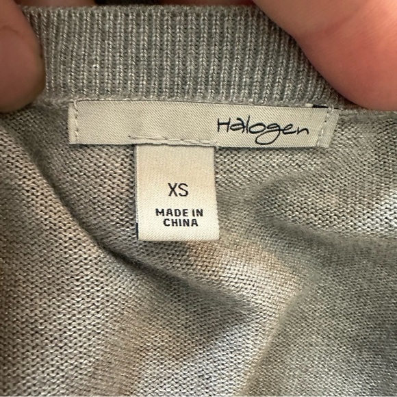 Halogen Light Gray Cropped Sleeve Cardigan Sweater - Picture 4 of 6